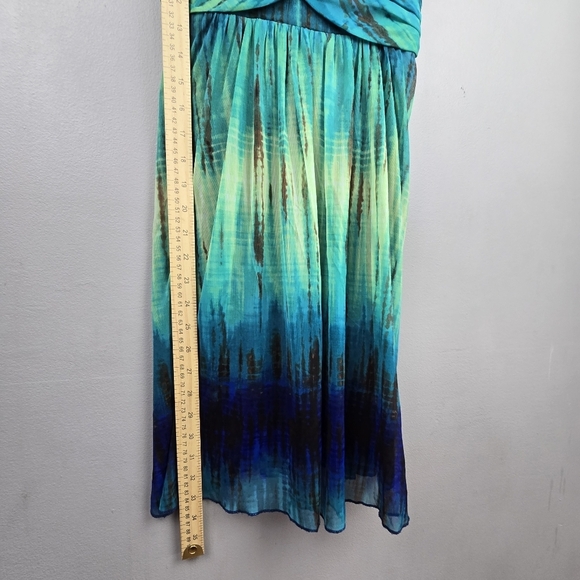 RUBY ROX Vintage Y2K Slinky Babydoll Dress Blue Green Womens Sz L Fairy Grunge - Picture 11 of 15